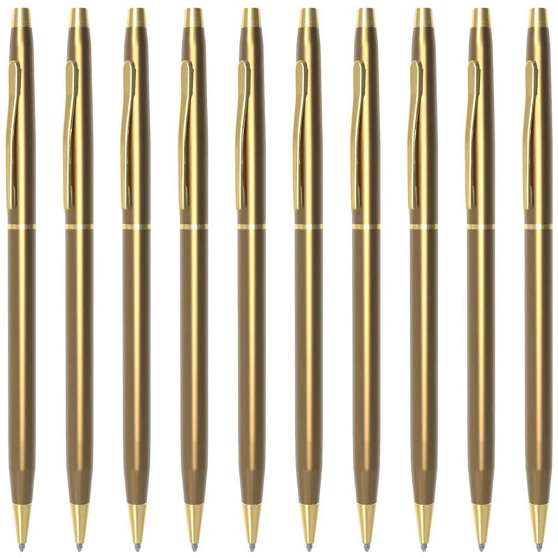 Cambond Ballpoint Pens Fancy Pens - Black Ink Bulk Pens 1.0 mm Medium Point Retractable Metal Pen Comfortable Writing for Men Women Police Uniform Office Business, 10 Pack (Champagne Gold) - Image 1